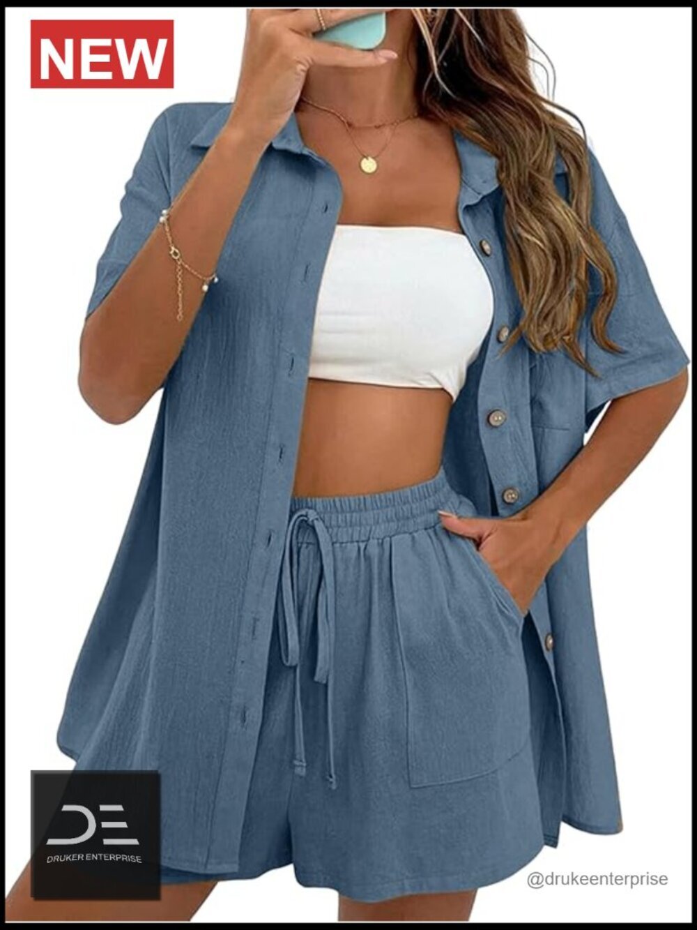 Women's Linen Short Set 2 Piece Lounge Beach Vacation Outfits Tracksuit